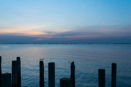 Sunset at Djittabhawan Temple tourist attraction at Pattaya of Thailandの写真素材