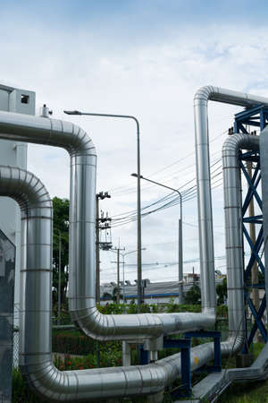 Industrial pipelines in power station facility asia of Thailandの写真素材