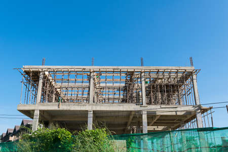 building construction with blue sky backgroundの写真素材