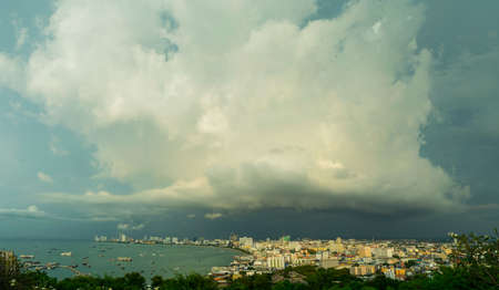 Panorama Storm Clouds is coming in pattaya cityの写真素材