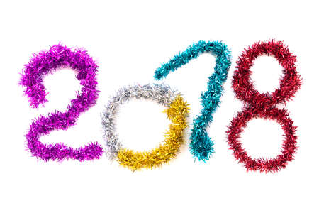 Colorful numbers with '2018' on a white backgroundの写真素材