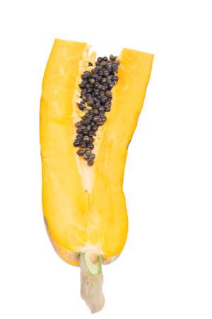 ripe papaya isolated on white backgroundの写真素材