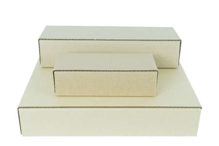 Few carton boxes on the white backgroundの写真素材