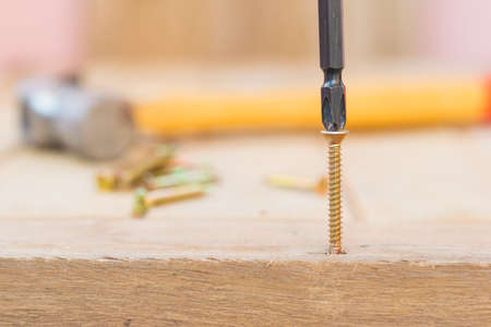 screw was tightened by electric drillの写真素材