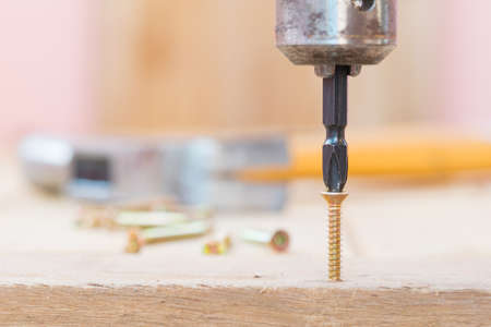 screw was tightened by electric drillの写真素材