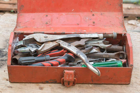 tools in boxの写真素材