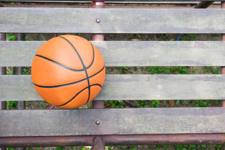 Basketball on wood for backgroundの写真素材