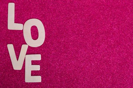 Word LOVE on pink color background, valentineの写真素材
