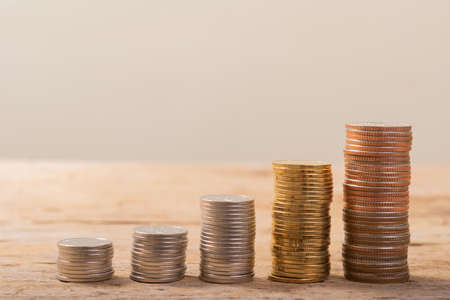 Stack money coin. Money laundering. Business Growth concept. Coins stack.