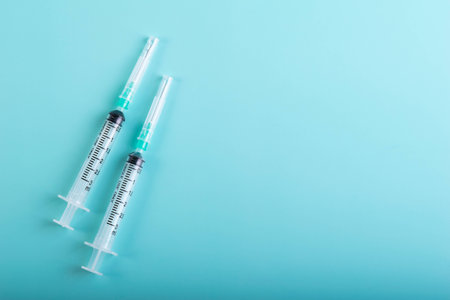 Two Syringe for injection vaccine Covid-19 or Coronavirusの写真素材