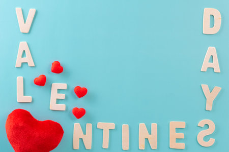 Text or word Valentines day and red heart for backgroundの写真素材