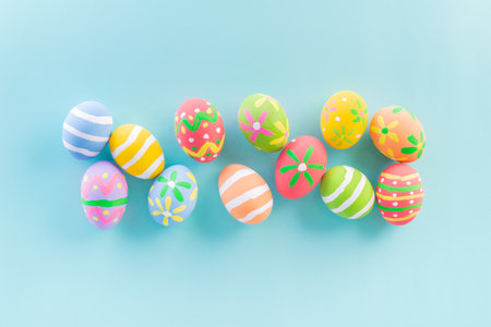 Easter eggs many color and easter background