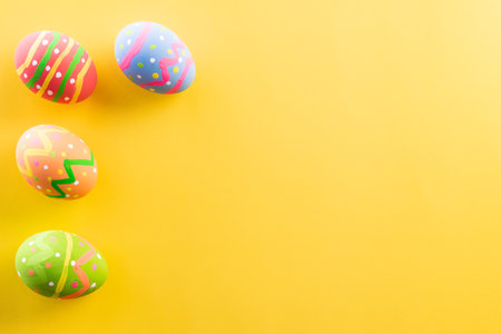 Easter eggs many color and easter backgroundの写真素材
