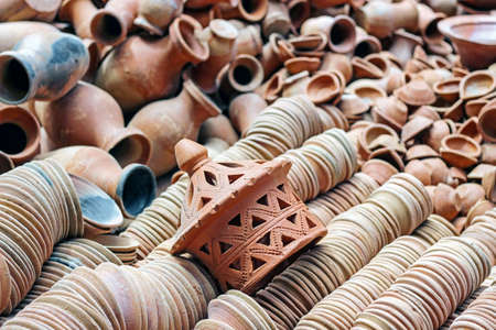 a pile of pottery container