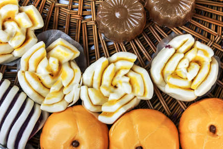 steamed bread breakfast in basketの写真素材
