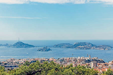 Chateau d'If Island in blue oceanの写真素材