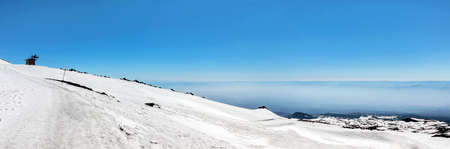 panorama view of snow on mount etna