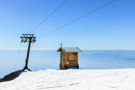 ski lift on top of mount etnaの写真素材