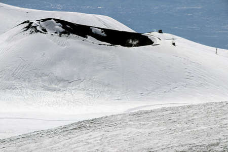 Snow on Mount Etna in winterの写真素材
