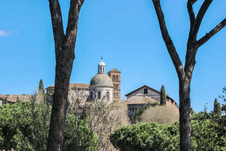 Old buildings with blue sky in Romeの写真素材