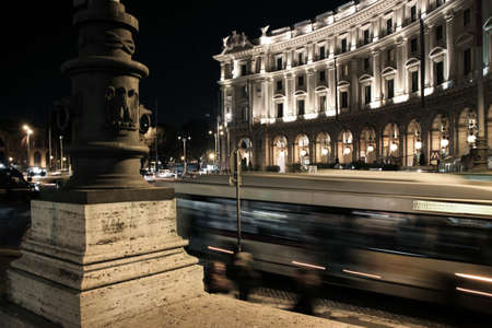 night view of republic square in romeのeditorial素材