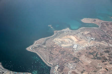 aerial view of malta island in oceanの写真素材