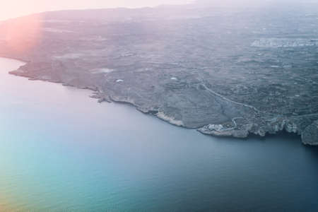 aerial view of malta island in oceanの写真素材