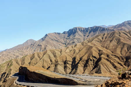 road at Tizi N Tichka pass on atlas mountainの写真素材