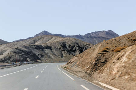 empty road with atlas mountainの写真素材