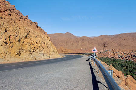 empty road with mountains in moroccoの写真素材