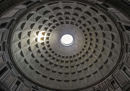 Hole in ceiling of pantheon in Romeの写真素材