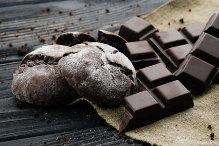 cookies with chocolate and chocolateの写真素材