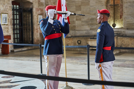 SANTO DOMINGO, DOMINICAN REPUBLIC - MARCH 24, 2017: Changing of the Honor Guard inside National Pantheon of the Dominican Republic. The country's most famous persons are honored here.のeditorial素材