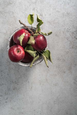 red apple flatlay fruit foodの写真素材