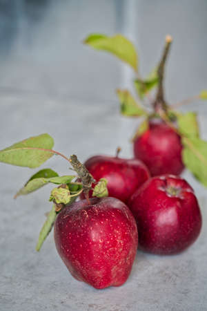 red apple flatlay fruit foodの写真素材