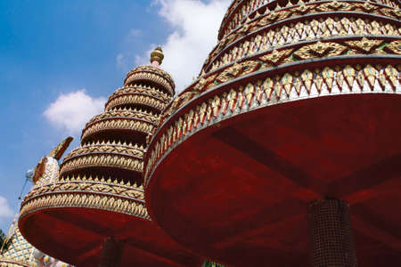 Buddha temple with wheel in Kelantan, Malaysiaの写真素材