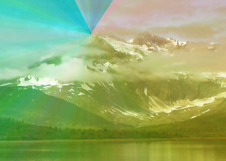 a picture of Alaska along the Inside Passage, altered with arbitrary gradient color