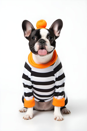 Cute French bulldog wearing a halloween costume Generative Aiの素材
