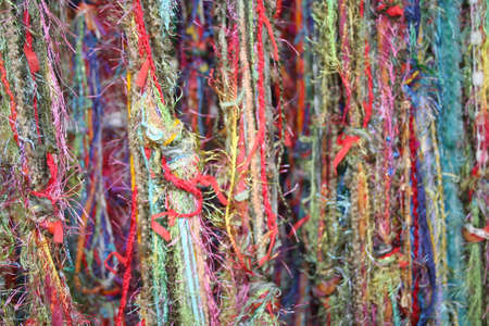 Multi colored yarns and threads for texture or backgroundの写真素材