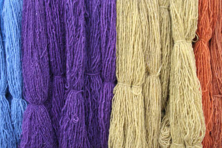 Colorful yarn in bundles for craft projectsの写真素材