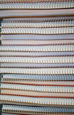 Stack of spiral bound notebooks in bookstore