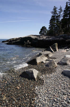 Beaches and rocks along Maine's rocky coastlineの写真素材