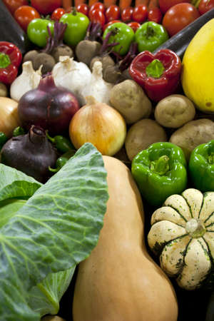 Fresh vegetables spread out for displayの写真素材