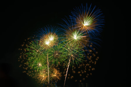 Vibrant fireworks illuminate the night sky, creating a stunning display of colors, marking a joyous...