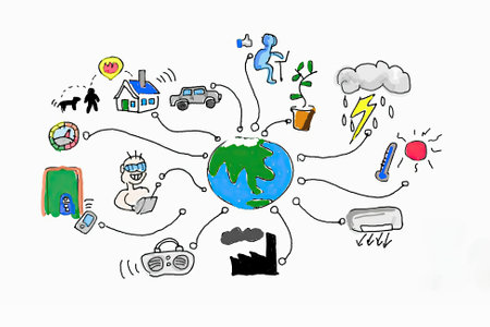 A creative illustration shows Earth at the center, linked to various devices representing Internet...