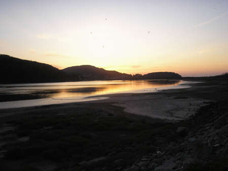 Sunset over conwy river.の写真素材