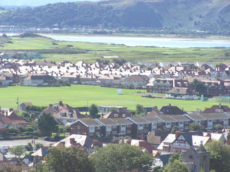 View of the oval cricket ground in Llandudno taken from the great orme.の写真素材