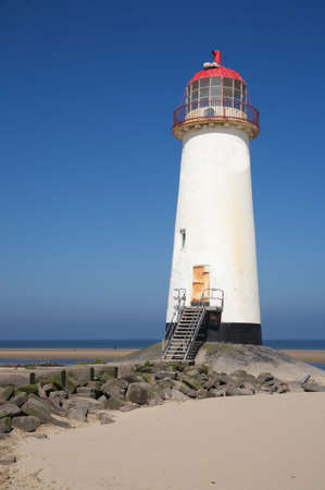 Talacre beach and lighthouse. In north Wales.の写真素材