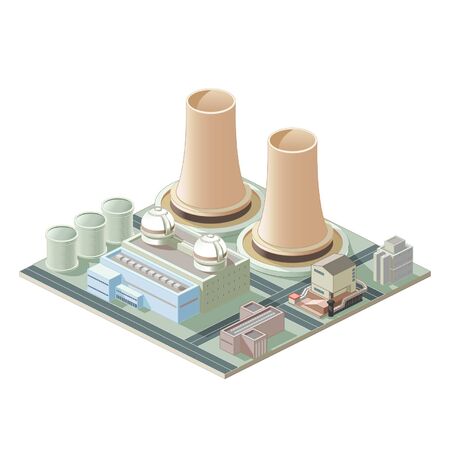 Isometrical nuclear plant mapのイラスト素材