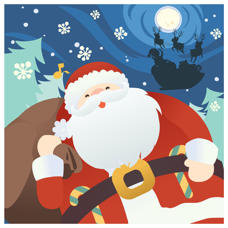 christmas santa greeting card illustrationのイラスト素材